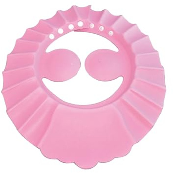 Verstellbare Duschhaube mit Ohrenschutz für Kinder Rosa Eva | Baden und Haarschnitt, mit Verstellbaren Knöpfen, Passend für Kopfumfang 40 bis 55cm, Weich