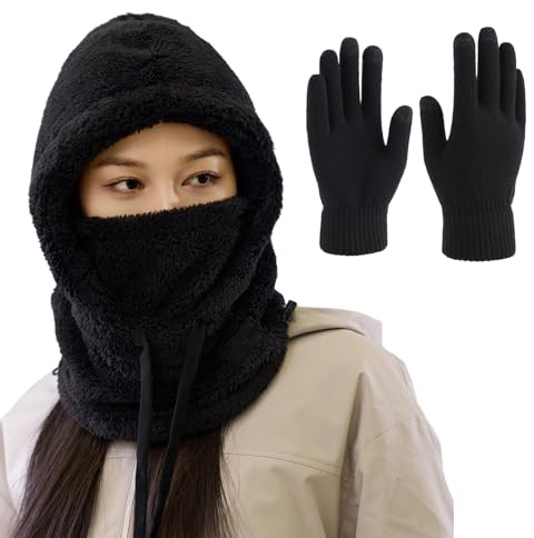 Giutsaull Plüsch Sturmhaube Winter, Balaclava Gesichtsmaske für Damen und Herren, Winddichte Vollgesichtsmaske aus Fleece, Warme Skimaske für Motorrad und Outdoor-Sport