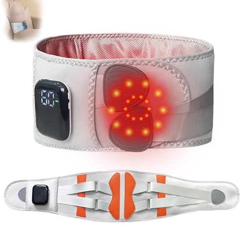 Cordless Heating Pad for Back Pain Relief, Portable Lower Back Heat Pad with Massager, 5 Heat Levels, 3 Vibration Modes, LED Display & Auto-Off, Electric Heated Back Warmer for Period Pain Relief