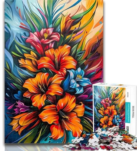 1000 Piece Jigsaw Puzzles Graffiti Art Gladiolus Flower 1000 Pieces for Teenagers,Educational Games Home Decoration Birthday Present, Gifts, Wall Art 50x75cm