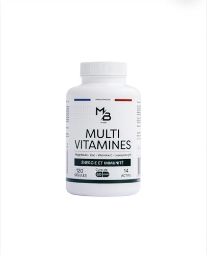 MB FITNESS Multivitamines avec Magnésium, Zinc, Vitamine C, Coenzyme Q10, Énergie et Immunité, 120 Gélules, 60 Jours, 14 Actifs