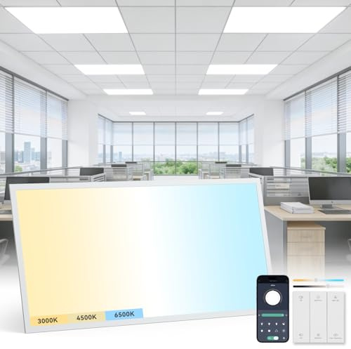 AIKVSXER 2x4 LED Flat Panel Light, 70W 7700LM Recessed Ceiling Lights Fixture, 3000K-6500K CCT 10-100% Dimmable App & Wall Switch Control, Built-in Night Light Mode for Office Kitchen, 1 Pack White