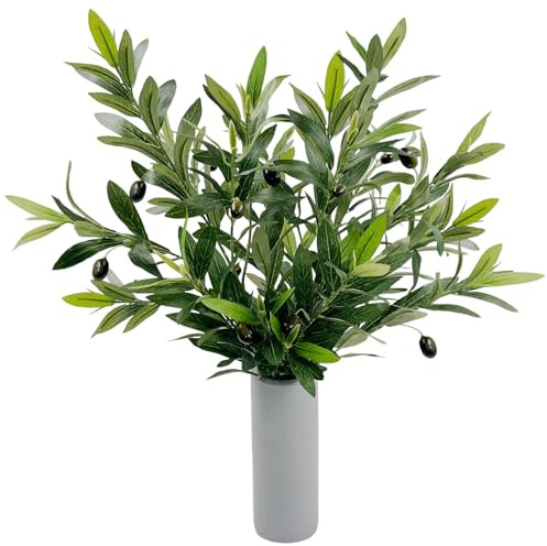 SNAIL GARDEN Faux Olive Branches with 290 Leaves, 65cm Artificial Greenery Olive Branches, 2 Pack Olive Branches for Vases, Greenery Stems for Home Decor, Wreaths, Centerpieces, Wedding
