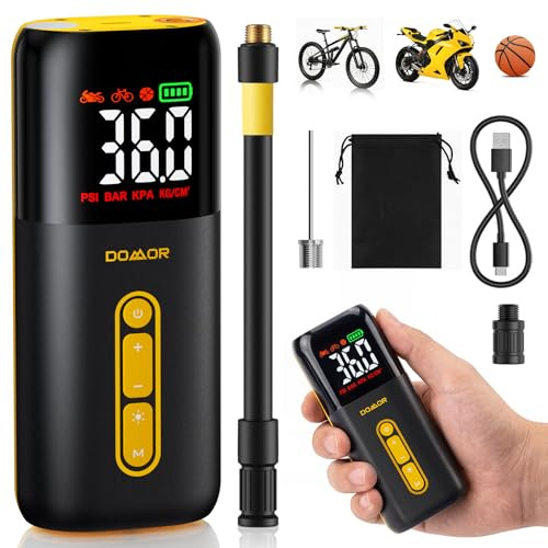 Mini-Fahrradpumpe, Max 120PSI Elektrische luftpumpe Auto Stop, Elektrische Fahrradluftpumpe mit Presta und Schrader-Ventil für Mountainbike, Stadtrad und Rennrad