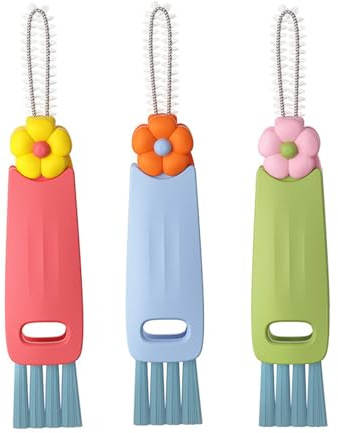 3 Stück Multifunktionale Spaltreinigungsbürste, 3-in-1 Becherdeckel Reinigungsbürste Set, Flaschendeckel Reinigungsbürste, Reinigungsbürsten Set Geeignet für Verschiedene Arten von Bechern und Flasche
