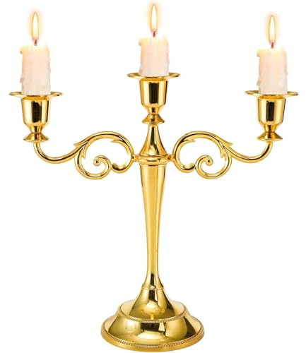 Eleganter Messing-Kandelaber-Kerzenhalter, 25,4 cm hoch, Kerzenhalter, Mittelstück für Hochzeit, Kirche, Halloween, Esszimmer, Heimdekoration