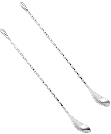 2PCS Cocktail-Mischlöffel aus Edelstahl,Hochwertiger Edelstahl Barlöffel Mit Langem Griff, Spiral Design Für Präzises Rühren, Löffel Lang Und Lange Löffel Ideal Für Cocktails