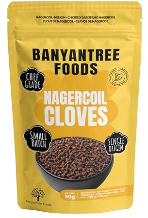 BanyanTree Foods Clous de girofle entiers | 50 g | 100% naturels | Origine indienne | Végan | Sans gluten | Qualité supérieure