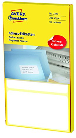 Avery Dennison Address Labels - Paquete de 282 etiquetas de dirección (95 x 48 mm), blanco