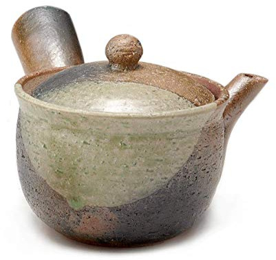 Shigaraki Pottery, G5-2709, Teiera Kyusu Midori Mamekake