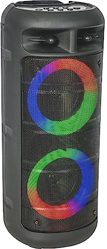 Party Light & Sound - ALFA-2600 - Baffle de 200W sur Batterie avec woofer Lumineux, Bluetooth, Micro-SD, AUX et USB - Noir