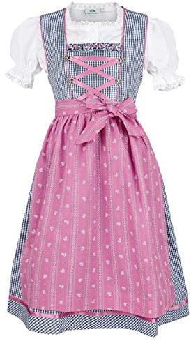 Isar-Trachten Mädchen Kinderdirndl blau mit Bluse