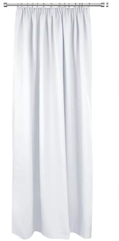 Rollmayer Vorhänge 2er Vivid Weiß 1 135x240cm mit Bleistift | Hochwertig, Blickdicht, Uni einfarbig, Gardinen Schal für Schlafzimmer