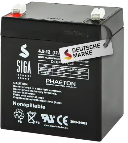 SIGA Akku 12V 4,5Ah AGM Batterie wiederaufladbar Blei-Akku USV APC12
