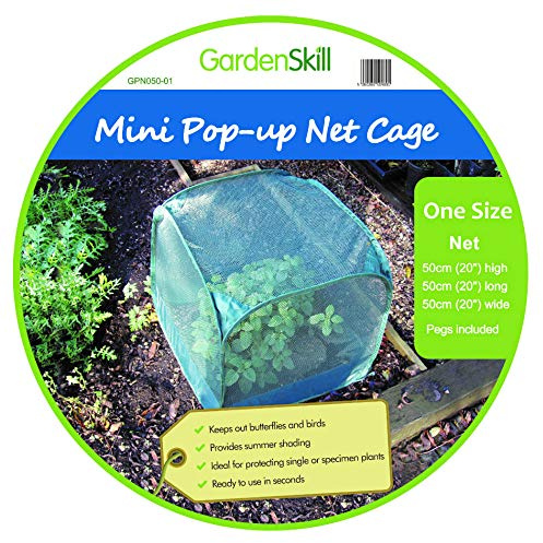 GardenSkill Mini Gewächshaus mit Insektennetz, Kleiner Pop-up Vogelschutznetz Pflanzenschutznetz zum Züchten und Schützen von Sämlingen, Kräutern, Topfpflanzen, Hochbeet - 50 cm L x 50 cm H, 2 Stück