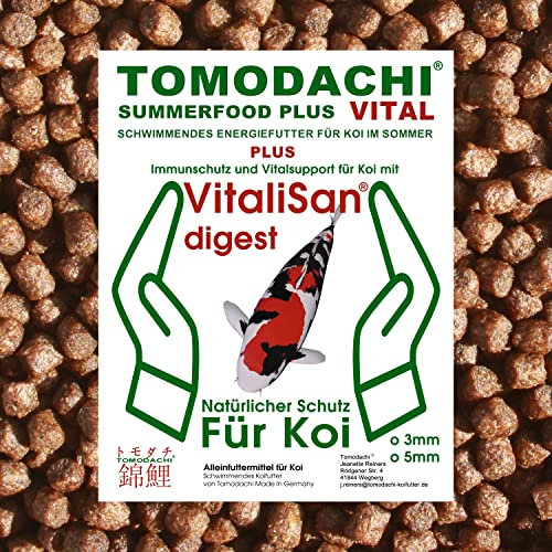 Koifutter, Sommerfutter, Schwimmfutter mit Spirulina, Astax und Monoglyceriden für die Koigesundheit, Immunschutz, Farbschutz, Mega Wachstum, Vitalität, tolle Farben, Premium Koifutter 3mm 10kg