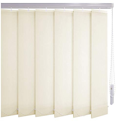 Sonnenschutz-HH® - Lamellenvorhang Creme Leinenoptik mit Streifen lichtdurchlässig - Breite 200 cm x 145 cm Höhe - Lamellenbreite 127mm Vertikaljalousie Vertikalanlage Schiebevorhang