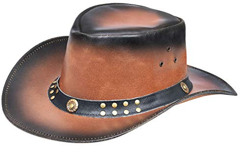 Infinity Leather Australischer Rauchbrauner Western Cowboy Hinterland Aussie Buchse Hut Aus Echtem Leder XL