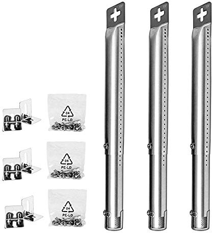 LOKHING 3 Pack 001 Universal BBQ Parrilla de gas Reemplazo de Adjustable quemadores de tubo de acero inoxidable para Campingaz, CCLIFE, Landmann, Char-Broil, Broil-master y otro modelos de parrilla
