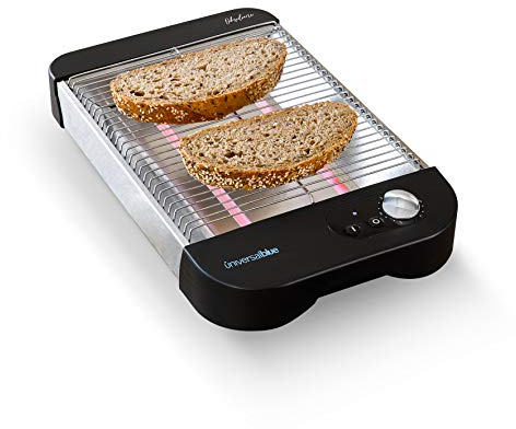 UNIVERSALBLUE Tostador Plano Acero Inoxidable | 6 Niveles de Potencia | Tostadora Pan Plano Horizontal | Potencia 600W | 2 Elementos Calefactores