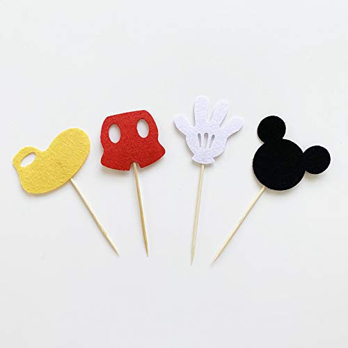 Hongkai 24PCS Mouse Cake Toppers Kids Birthday 1st Birthday Baby Shower Happy Birthday Wedding Decorations Supplies and Cupcake Party