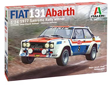 Italeri 3621 1:24 FIAT 131 Abarth'77 Sanremo RallyWin - Modellbau, Bausatz, Standmodellbau, Basteln, Hobby, Kleben, Plastikbausatz, detailgetreu, Mehrfarbig