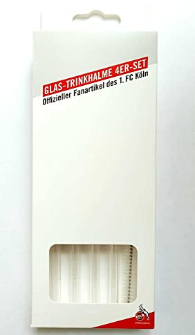 1. FC Köln Glastrinkhalme 4er Set Strohhalme Glas Trinkhalm - Plus Lesezeichen I love Köln