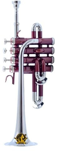 Sound Saga Piccolo Trompete BB Tonhöhe, Premium-Qualität, inkl. Mundstück und Tragetasche, Rot