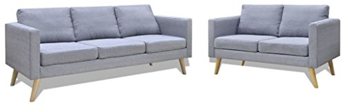 Catherinol Sofa Set 2-Sitzer und 3-Sitzer, Bodensofa, Chaiselongue, Kleines Sofa, Couch, Cauchsofa, Relaxsofa, Sofas & Couches, Wohnzimmer Sofa, für Jugendzimmer, Stoff Hellgrau
