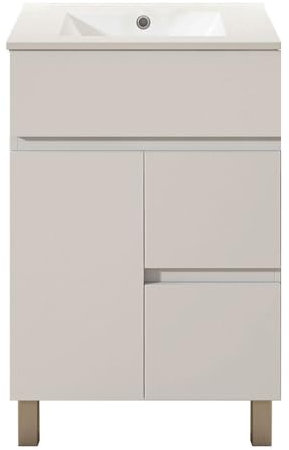 Kibath Mueble de Baño con Lavabo Urban 60 cm 2 cajones y 2 Puertas Acabado Blanco Brillo Fabricado en Madera