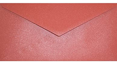 Netuno 100 Briefumschläge Perlmutt-Rot DIN lang 11x22 cm glänzend und edel | 120g Aster Metallic Ruby · elegante festliche rote Umschläge für Weihnachten, Valentinstag, Advent, Einladungen