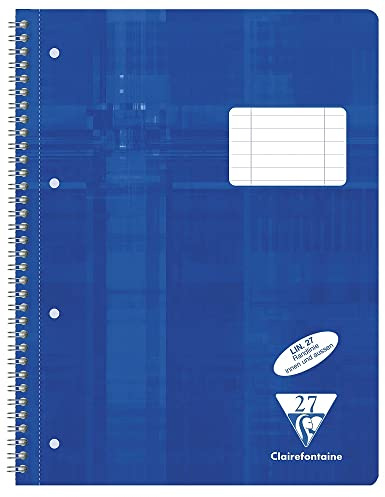Clairefontaine 68256C - Packung mit 5 Collegeblöcken/Schulheft mikroperforiert mit Ringbuchlochung, DIN A4+ 80 Blatt 90g, Lineatur 27 durchgehend liniert mit Doppelrand