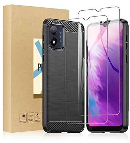 SCL Funda para Moto E13 y protector de pantalla para Motorola E13 y protector de pantalla para Moto E13 de vidrio templado [2 unidades] + funda, funda protectora de TPU antiarañazos, antihuellas