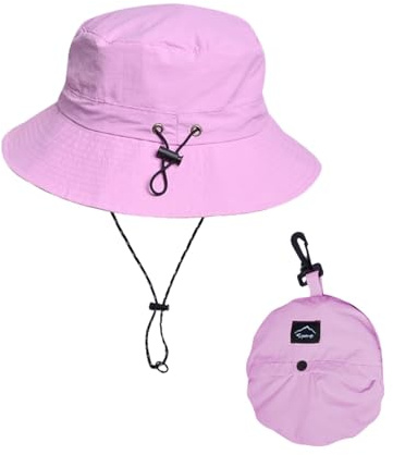INSISMY Sonnenhut Damen Herren UV Schutz 50 Bucket Hat Faltbar und Kinnband | Fischerhut Leicht Wasserabweisend Gegen, Trocknet Schnell, Faltbares Design, Sommerhut für Outdoor Wandern Reisen Safari