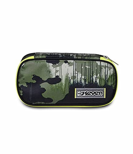 Seven Federmäppchen, Mäppchen, Mehrfarbig, nachhaltiges Gewebe, Federtasche für Schreibwaren, mit Stundenplan und elastischen Bändern, für Mädchen & Jungen, Schule&Grundschule, Greenish WILD