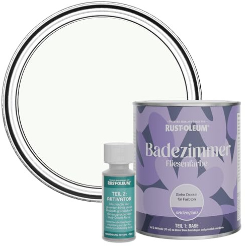 Rust-Oleum wasserbeständiger Fliesenlack für das Badezimmer in seidenglänzendem Finish - Ruhiges Weiß 750ml