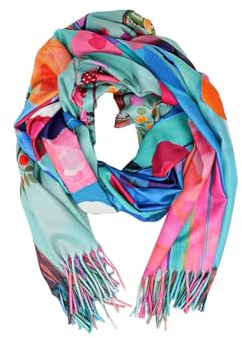 QUEEN HELENA Varm tung vinterhalsduk wrap sjal sjal rund hals mönster dam SC22-9, SC22-9 Blå, one size