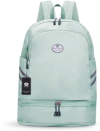 HUA ANGEL Sportrucksack mit Schuhfach, Wasserdichter Fitness Rucksack für Damen & Herren, 30L Reisetasche mit Laptopfach (15,4''), Gepolsterte Schultergurte & Reflektoren, Hellgrün