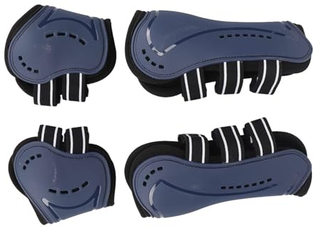 4PCS Horse Leg Protector, Horse Boots, Protective Tendon Boots, Adjustable Open Front Fetlock Boot Breathable Jumping Tendon Boots Blue Set of 4(L)