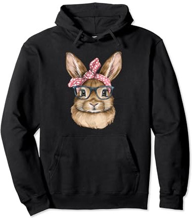 Osterhase mit Brille und Stirnband Bandana Pullover Hoodie
