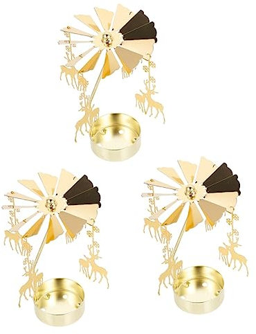 Zerodeko 3stücke Rotierender Elk Kerzenhalter Tischdekoration Für Hochzeiten Und Für Stimmungsvolle Anlässe Und Gemütliche Heimdekoration
