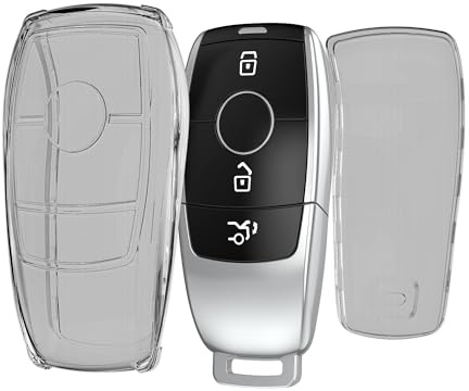 kwmobile Schlüsselhülle für Mercedes Benz Smart Key Autoschlüssel (nur Keyless) Hülle - Autoschlüssel Schlüssel Hülle aus TPU Silikon - Schlüsselschutz Gehäuse in Schwarz Transparent