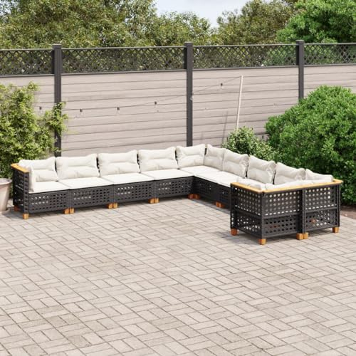 Gecheer Gartenmöbel Set 10-TLG.Garten-Sofagarnitur mit Kissen Polyrattan Loungemöbel Gartencouch Sitzgarnitur Sitzgruppe Terassenmoebel Gartenlounge Lounge Sofa Loungesofa Couch Ecksofa Terrasse