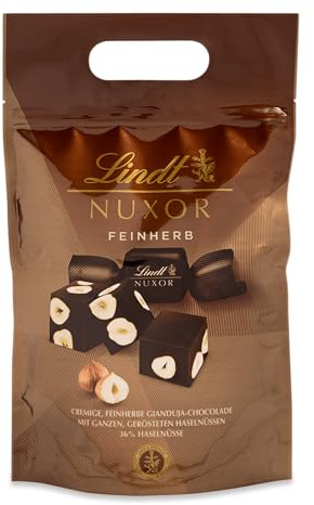 Lindt Schokolade | NUXOR Dunkel, 700g Beutel, Feinherb, Großpackung | ca. 54 Würfel, ganze Haselnüsse, feinherbe Gianduja-Schokolade, zum Teilen & Verschenken, Vorrat, Genussmomente