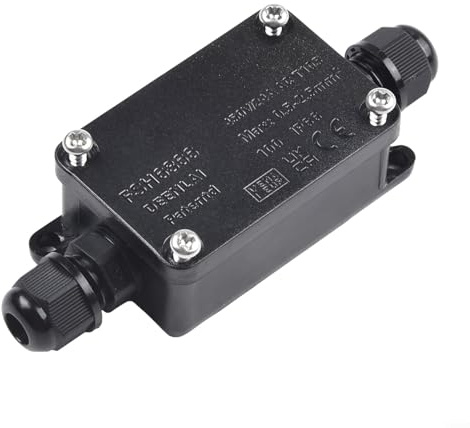 Black IP66 Waterproof Junction Box, Junction Box and Gland, Adjustable Gland Connector, Easy Cable Connection(1pc)