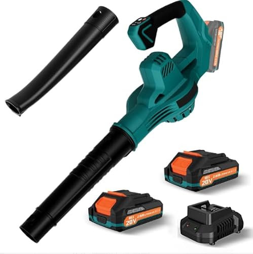 Akku-Laubbläser für Makita 18V Batterie, Elektrischer Laubbläser mit 2 Batterie 10000mah und Ladegerät, 220km/h, leistungsstark, Drehzahlregelung, für Rasenpflege, Garten (Mit 2 Batterie 10000mah)