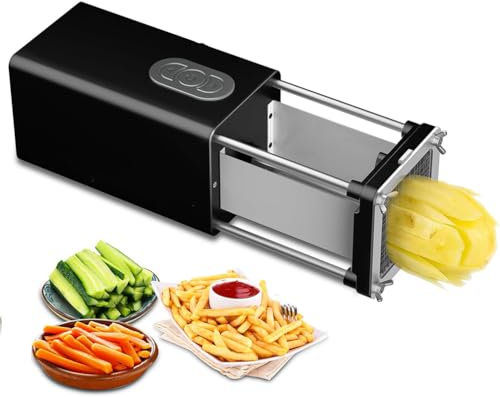 GAYAYAS Elektrischer Pommes-Frites-Schneider, professioneller Pommes-Frites-Schneider für Gewerbe und Haushalt, elektrischer Kartoffelschneider mit 1/2 und 3/8 Zoll Klinge für Pommes Frites