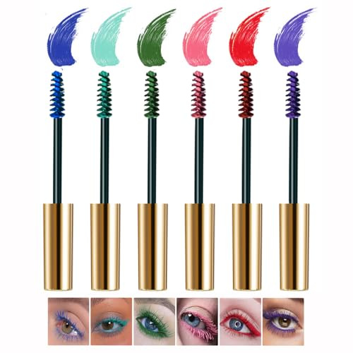 Fiber Lash Mascara, 6 Colors Colorful Waterproof Long lasting Charming Mascara, Waterproof Volume Eye lash Mascara for Eyelashes Set