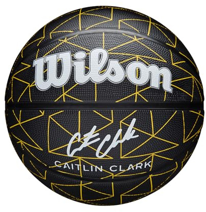 Wilson Caitlin Clark Repetition Basketball, Schwarz/Gelb, Größe 15,2–72,4 cm