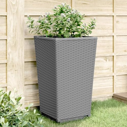 Juroupi Fioriere da Giardino 2 pz Grigio Chiaro 32,5x32,5x57 cm in PP,Fioriera da Esterno,Fioriere da Giardino,Fioriere a Cassetta da Giardino-367847